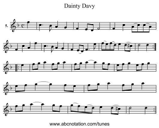 Dainty Davy - staff notation