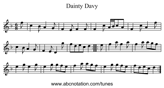 Dainty Davy - staff notation