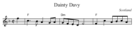 Dainty Davy - staff notation