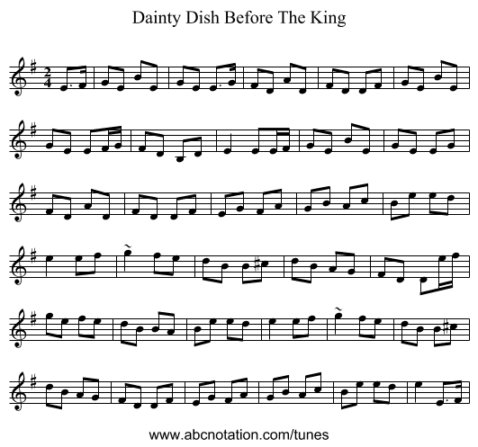 Dainty Dish Before The King - staff notation