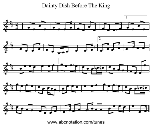 Dainty Dish Before The King - staff notation