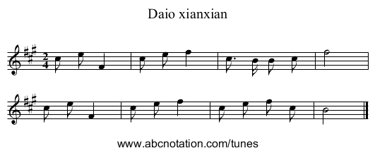 Daio xianxian - staff notation