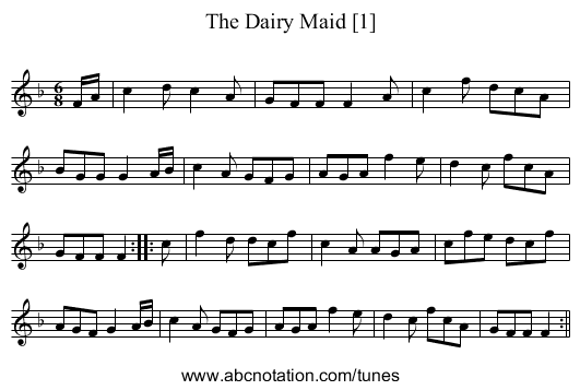 Dairy Maid [1], The - staff notation
