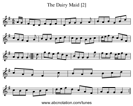 Dairy Maid [2], The - staff notation