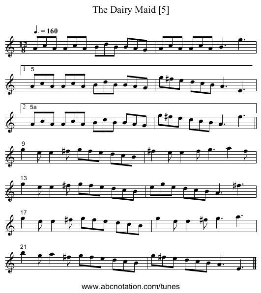 Dairy Maid [5], The - staff notation