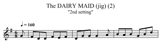 DAIRY MAID (jig) (2), The - staff notation