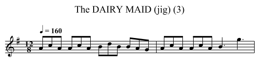 DAIRY MAID (jig) (3), The - staff notation