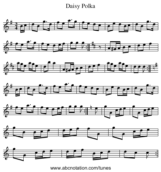 Daisy Polka - staff notation