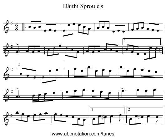 Dáithi Sproule's - staff notation