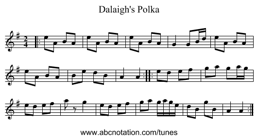Dalaigh's Polka - staff notation