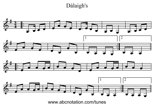 Dálaigh's - staff notation