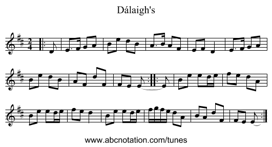 Dálaigh's - staff notation