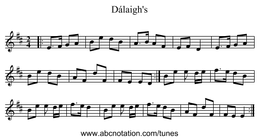 Dálaigh's - staff notation