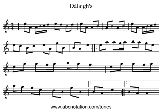 Dálaigh's - staff notation