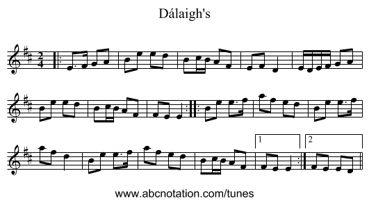 Dálaigh's - staff notation