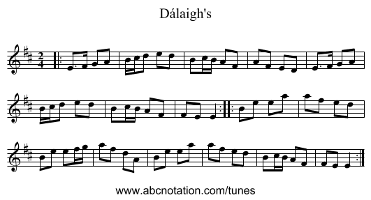 Dálaigh's - staff notation