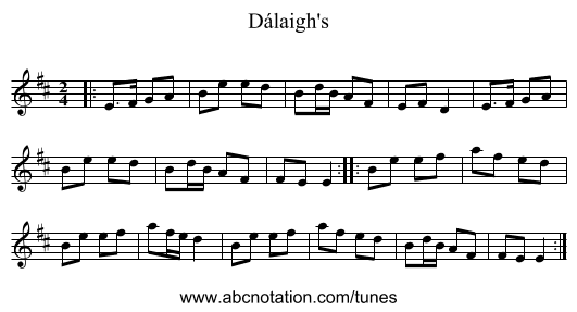 Dálaigh's - staff notation