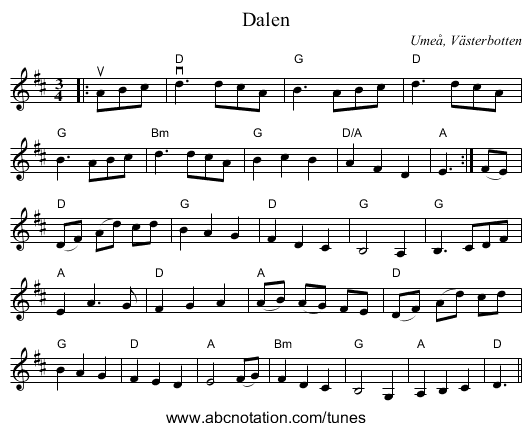 Dalen - staff notation