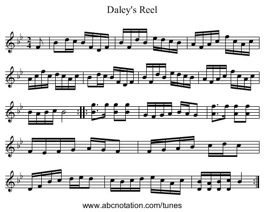 Daley's Reel - staff notation