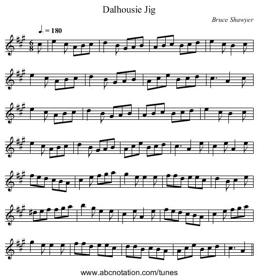 Dalhousie Jig - staff notation