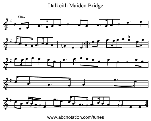 Dalkeith Maiden Bridge - staff notation