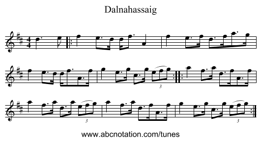 Dalnahassaig - staff notation