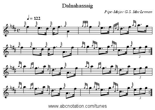 Dalnahassaig - staff notation