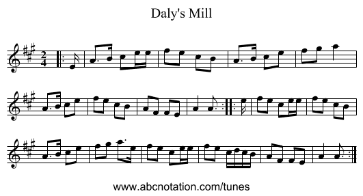 Daly's Mill - staff notation
