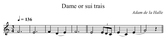 Dame or sui trais - staff notation