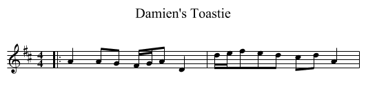 Damien's Toastie - staff notation