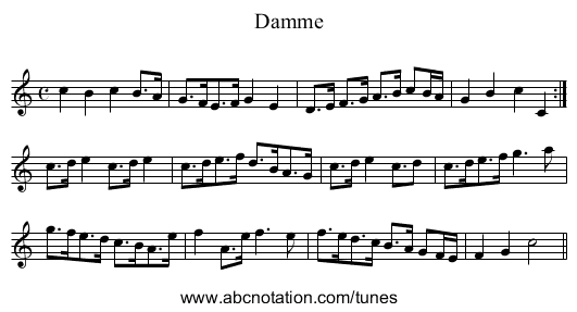 Damme - staff notation