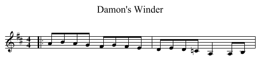 Damon's Winder - staff notation