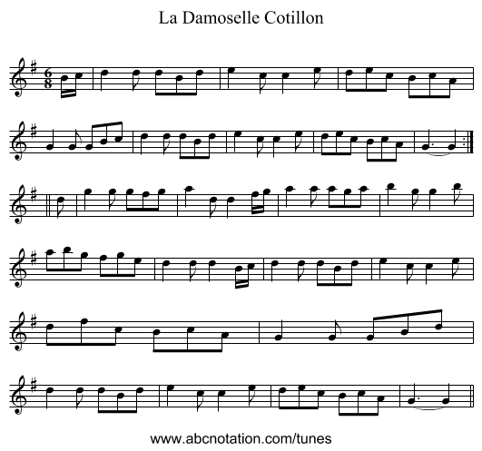 Damoselle Cotillon, La - staff notation