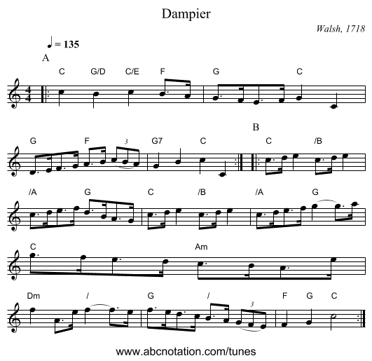 Dampier - staff notation