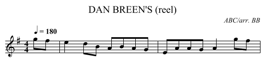 DAN BREEN'S (reel) - staff notation