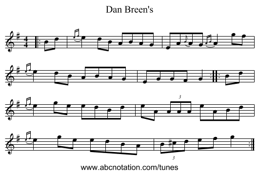 Dan Breen's - staff notation
