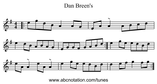 Dan Breen's - staff notation