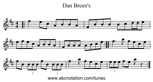 Dan Breen's - staff notation