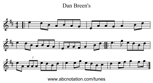 Dan Breen's - staff notation