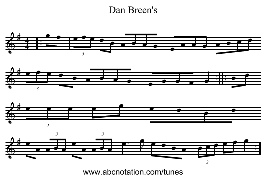 Dan Breen's - staff notation