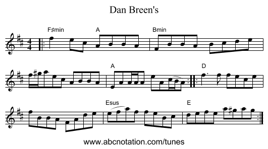 Dan Breen's - staff notation
