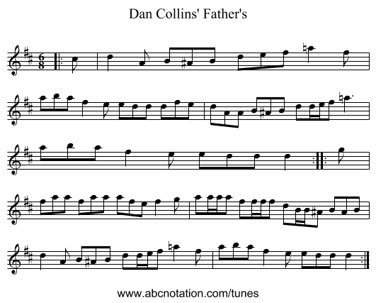 Dan Collins' Father's - staff notation