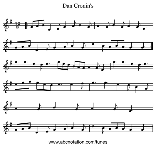Dan Cronin's - staff notation
