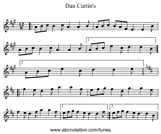 Dan Curtin's - staff notation