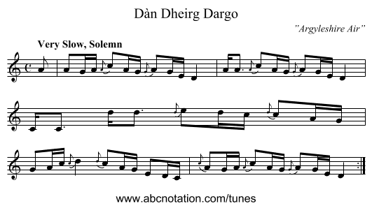 Dàn Dheirg Dargo - staff notation