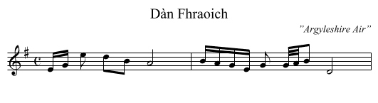 Dàn Fhraoich - staff notation