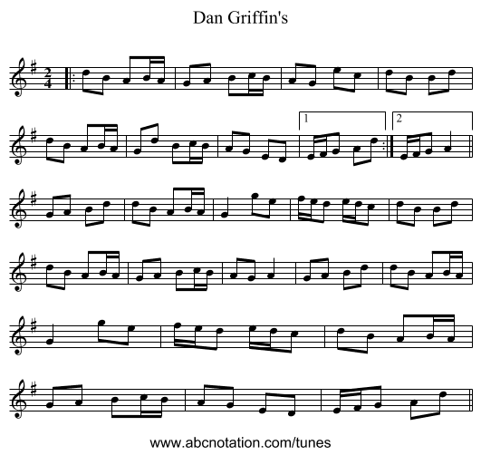 Dan Griffin's - staff notation