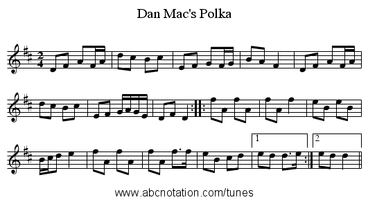 Dan Mac's Polka - staff notation
