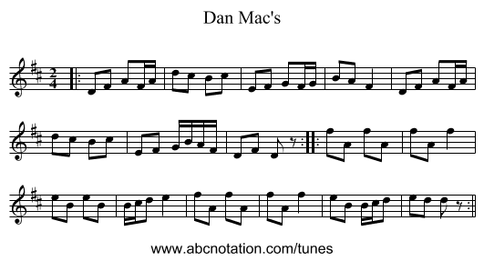 Dan Mac's - staff notation
