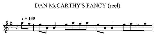 DAN McCARTHY'S FANCY (reel) - staff notation
